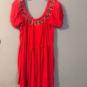 Red off the shoulders shirt